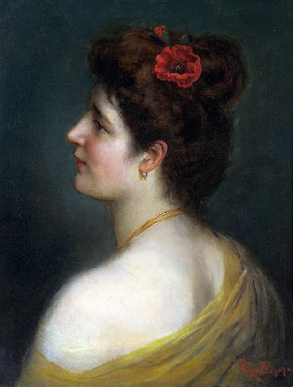Rudolf Ernst Junge Frau mit Klatschmohnbluten oil painting image